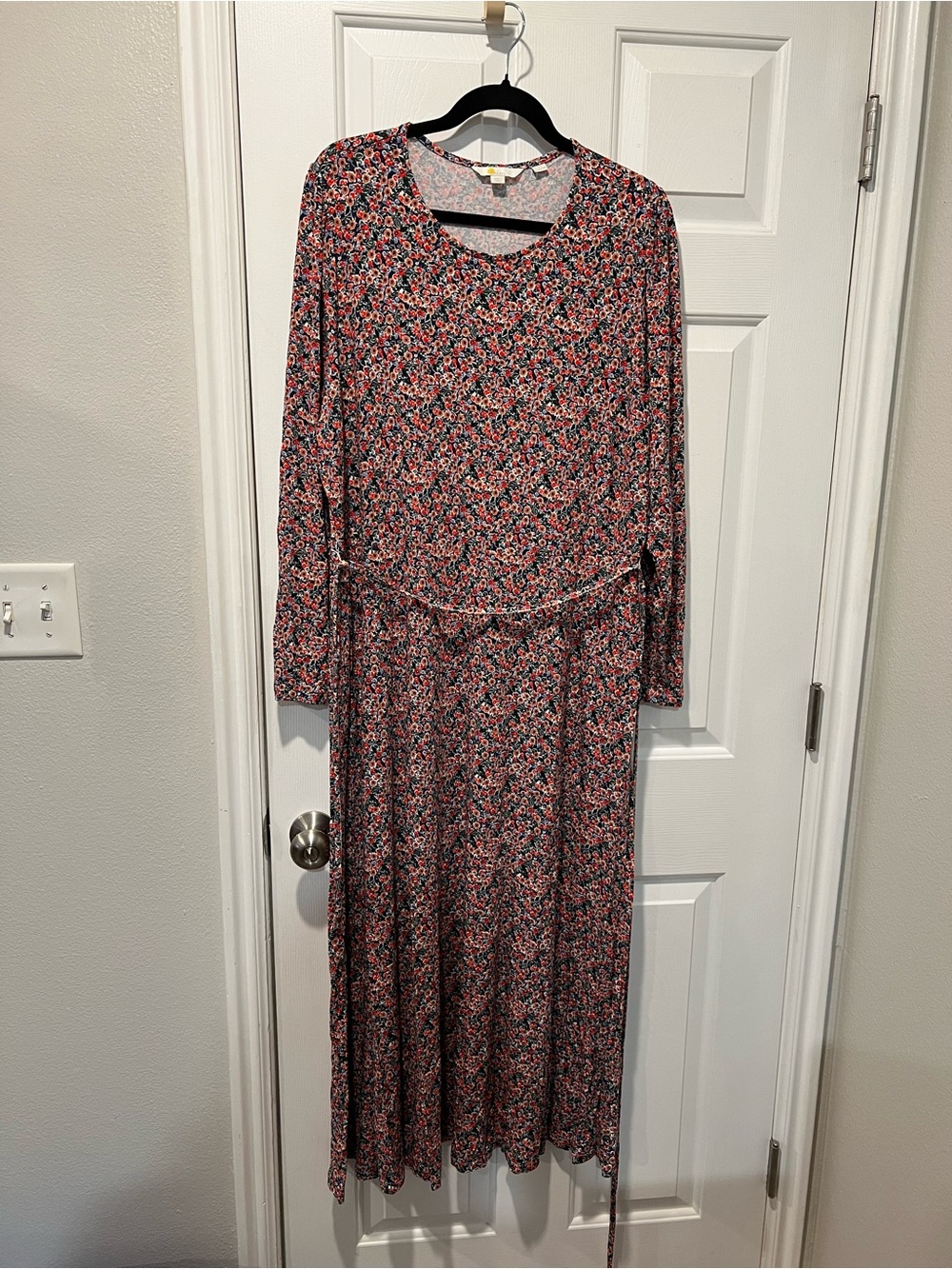 Boden Rose and Navy Floral Long-Sleeve Maxi Dress